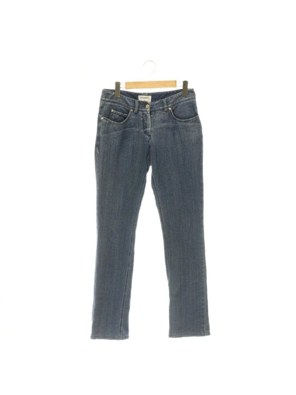Chanel Soft Denim Pants Jeans Slim Bootcut Blue 36